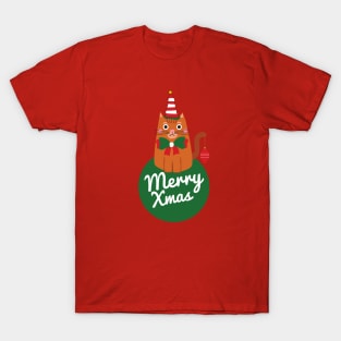 Scandinavian Christmas Cat,Merry Christmas T-Shirt